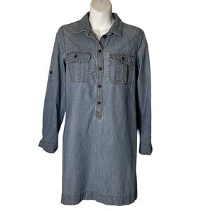 J. Crew Denim 100% Cotton Button Front Shirt Dress Size S